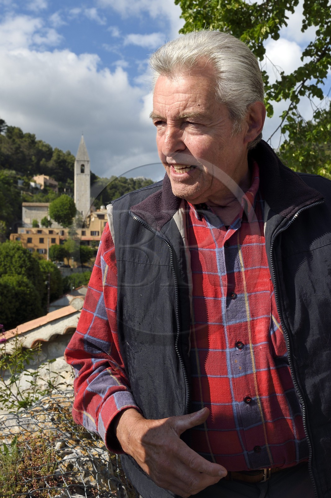 France, Alpes-Maritimes, Peille, Jean-Paul Barelli keeper of peillasque, dialect of Occitan language