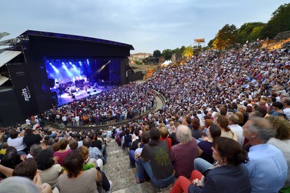 France, Rhône (69), Lyon, site historique classé Patrimoine Mondial de l'UNESCO, colline de Fourvière, théâtre romain, concert lors des Nuits de Fourvières