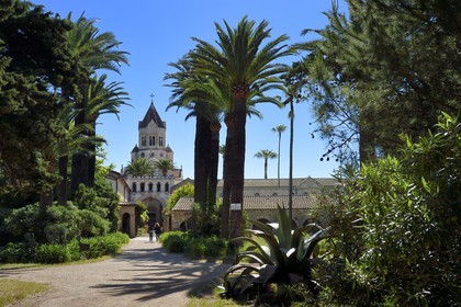 France, Alpes-Maritimes, Lerins Islands, Saint-Honorat island, Abbey of Lerins, the abbey church and monastery