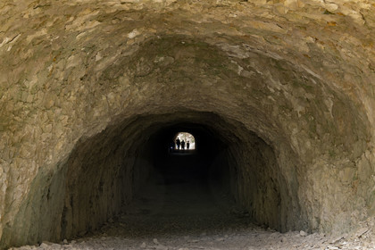 France, Alpes de Haute Provence, Parc Naturel Régional du Verdon, Rougon, Grand Canyon of Verdon, the Baou tunnel used by the Blanc-Martel trail on the GR4 along the Samson corridor