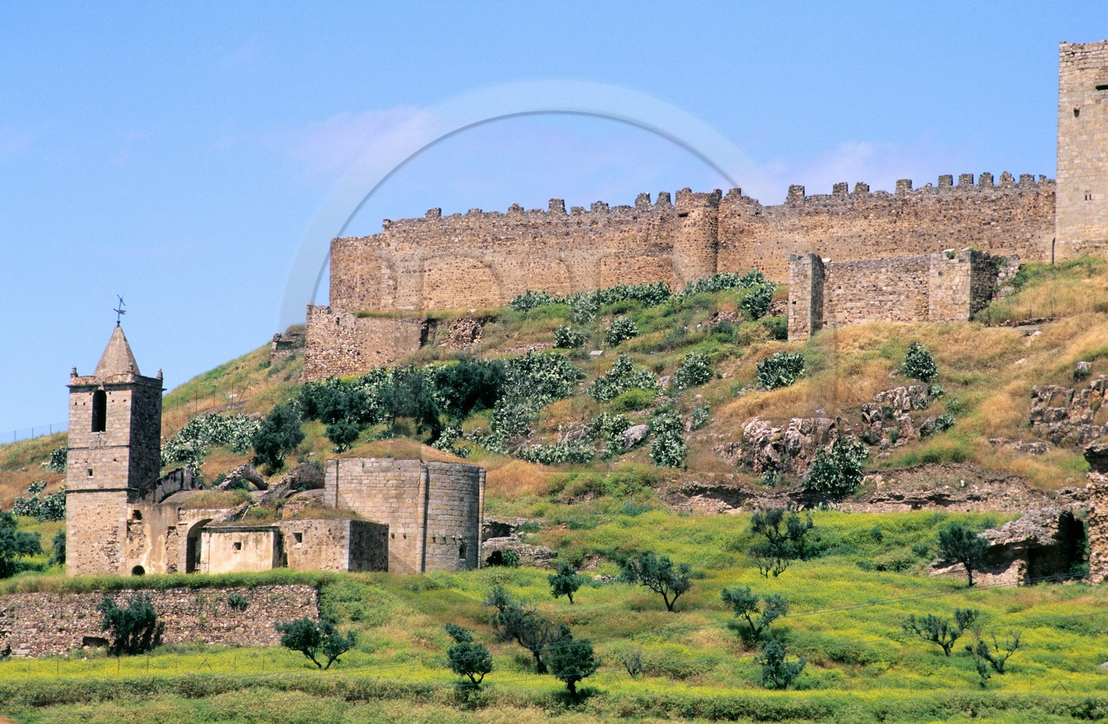Spain, Estremadura, Medelin, (Cortes birthplace) the castle dominating the town Spain, Estremadura, Medelin, (Cortes birthplace) the castle dominating the town