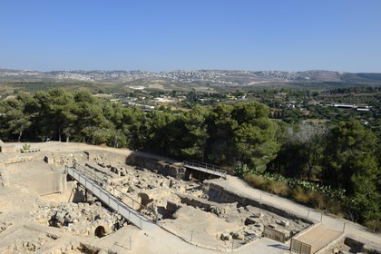 Israel, Northern District, Galilee, Nazareth, Zippori (Tzippori) National Park, excavations and the town of Nazareth in the background