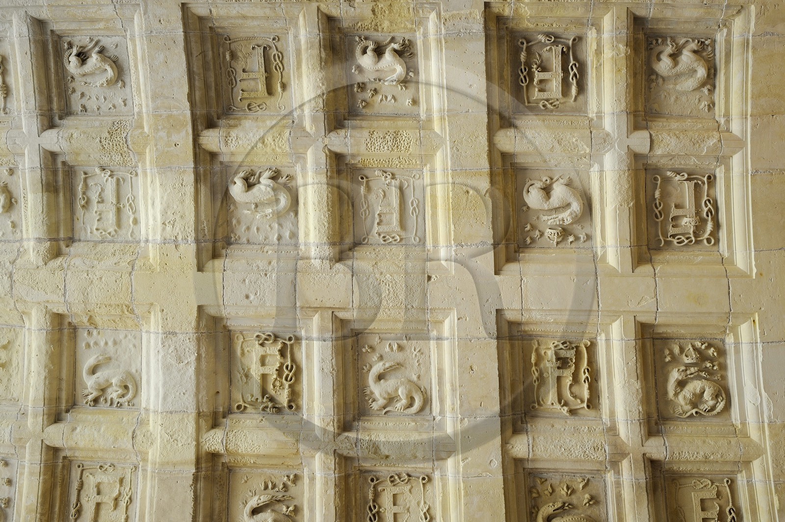 France, Loir et Cher (41), Vallée de la Loire classée Patrimoine Mondial de l' UNESCO, château de Chambord, plafond à caissons