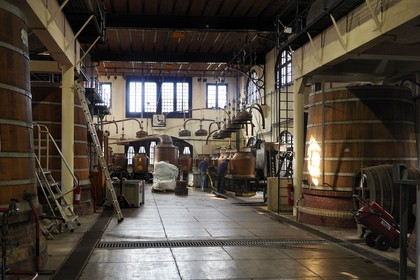 France, Seine Maritime, Pays de Caux, Cote d'Albatre, Fecamp, Benedictine Palace, the distillery with its hammered copper stills of the Benedictine herbal liquor