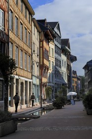 France, Seine-Maritime, Rouen, the Eau-de-Robec street with a reconstitution of the river that flowed there in the past