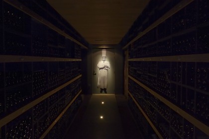 France, Rhone, Collonges au Mont d'Or, Paul Bocuse Restaurant L'Auberge du Pont de Collonges, three Michelin stars since 1965, the wine cellar