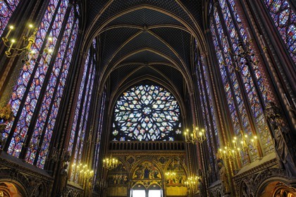 France, Paris (75), ile de la Cité, la Sainte Chapelle, les vitraux de la Chapelle Haute
