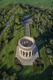 France, Meuse, Lorraine Regional Park, Cotes de Meuse, monument to American soldiers at Montsec commemorating the offensives by U.S. forces on the Saint-Mihiel salient during the First World War (aerial view)