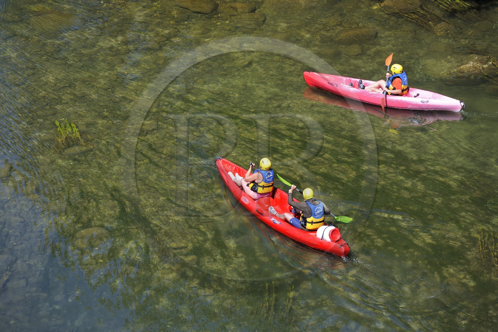 France, Herault, Orb valley, kayaking the river Orb at the moulin de Travassac next to Mons la Trivalle
