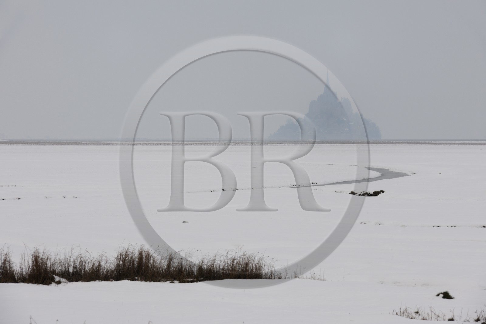 France, Manche (50), Le Mont Saint Michel sous la neige