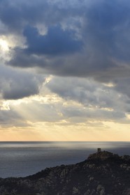 France, Corse du Sud, Cala de Roccapina natural site, genoese tower and Lion rock