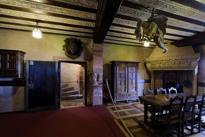 France, Bas Rhin, Orschwiller, Alsace Wine Road, Haut Koenigsbourg Castle, Lorraine room and its dragon with messin Graouly folklore