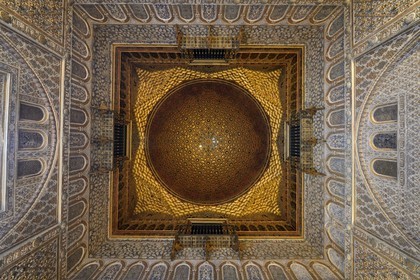 Spain, Andalusia, Seville, the Alcazar of Seville (Reales Alcazares de Sevilla), listed as World Heritage by UNESCO, Hall of the Ambassadors (Salon de Embajadores)