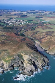 France, Morbihan, Belle-Île island , the wild coast in the South-East of the island (aerial view)