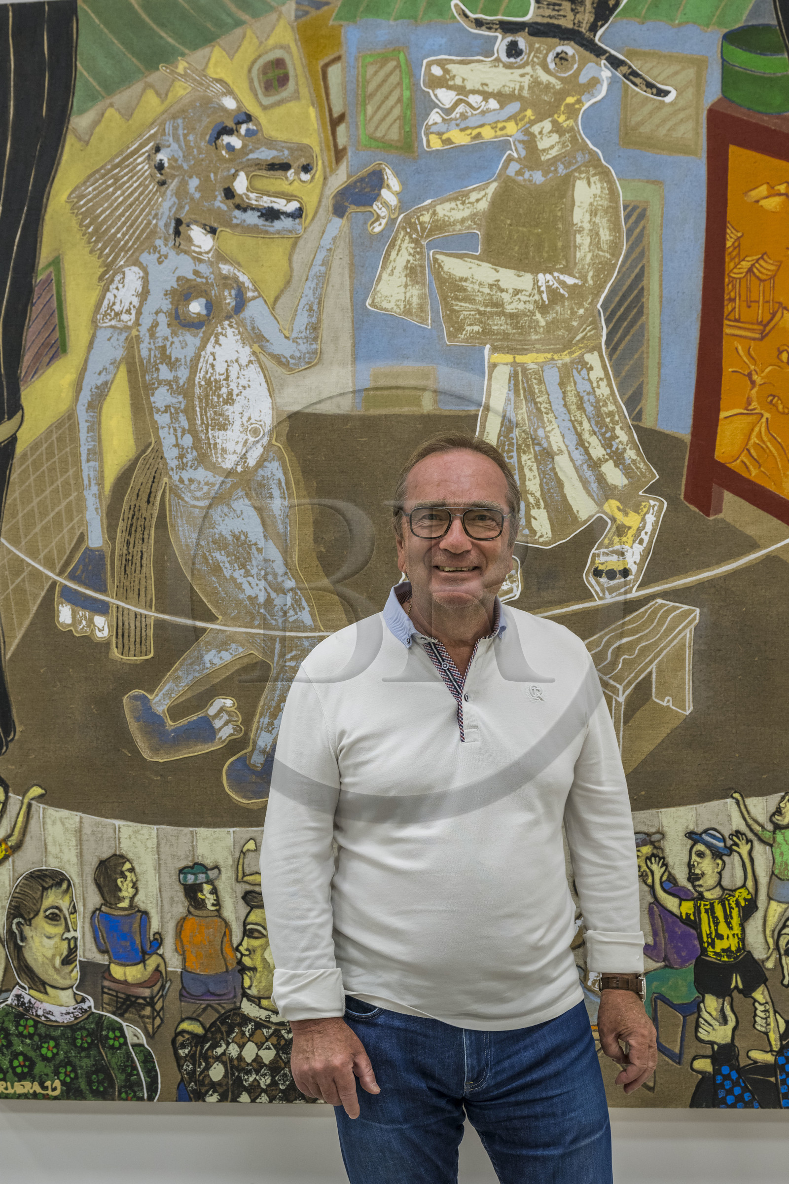 France, Hérault (34), Sète, le collectionneur Gilbert Ganivenq dans son musée-galerie d'art dédiés à l'art contemporain et à l'art brut Le Reservoir