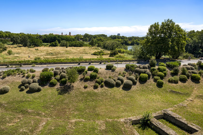 France, Bouches du Rhone, Arles, remains of the Roman circus built from 149-150, it measured 450m long by 101m wide next to the musée départemental Arles antique