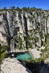 France, Bouches du Rhone, Marseille, National Park of the Calanques, Calanque En Vau (cove) and its beach (request for authorization necessary before publication)