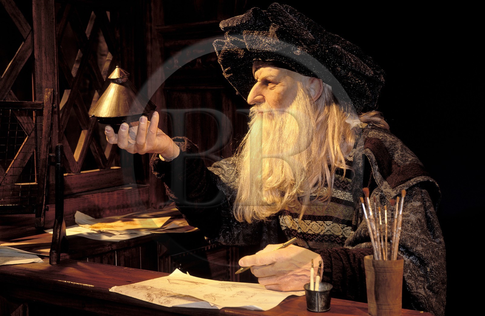 France, Paris (75), musée Grévin, mannequin en cire représentant Léonard de Vinci