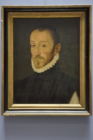 France, Dordogne, White Perigord,  Perigueux, museum of Art and Archaeology of the Perigord (MAAP), wing of Fine Arts, portrait of Pierre de Bourdeilles, abbot of Brantome (16th century)