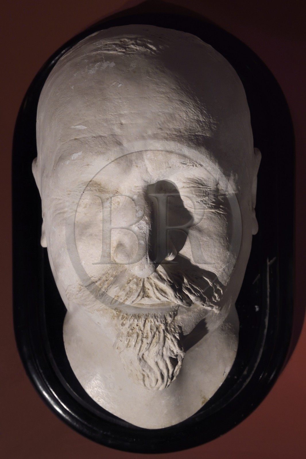 France, Corse-du-Sud (2A), Ajaccio, musée Fesch (musée des beaux-arts), masque mortuaire de l'Empereur Napoléon III d'après l'empreinte prise par le Dr Pruggiani