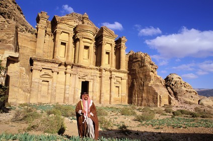 Jordan, Petra, Ed Deir ( the Monastery) sculptured in the stoneware is a structure of 45x42 m of a block