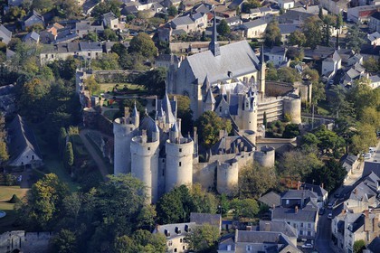 France, Maine et Loire, Chateau de Montreuil Bellay (aerial view)