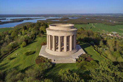France, Meuse, Lorraine Regional Park, Cotes de Meuse, monument to American soldiers at Montsec commemorating the offensives by U.S. forces on the Saint-Mihiel salient during the First World War (aerial view)