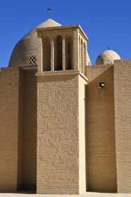 Iran, Province d'Ispahan, désert du Dasht-e Kavir, ville de Nain ou Na'in, la mosquée Jameh de style Khorasani est l'une des plus anciennes (9ème siècle) en Iran et encore en activité aujourd'hui, badgir ou tour du vent
