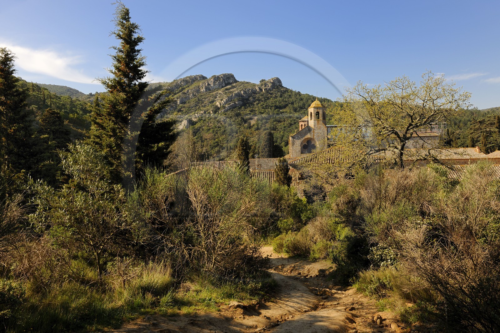 France, Aude (11), abbaye cistercienne de Fontfroide dans le Massif des Corbières
