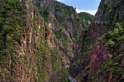 France, Alpes Maritimes, Mercantour National Park, Haut Var Valley, Gorges of Daluis carved by the Var river in red lutite soil