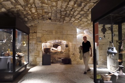 France, Dordogne, Purple Perigord, the castle of Monbazillac, the wine museum in the cellars to discover the world of wine