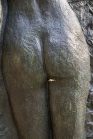 France, Paris, the museum of the sculptor Antoine Bourdelle, buttocks with butterfly, detail of a bas-relief in the interior garden (bronze)