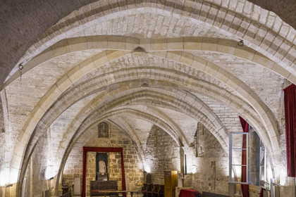 France, Herault, Montpellier, historic center called the Ecusson, Hotel de Varenne, private mansion dating from medieval times and home to the Petrarch room that is the largest medieval room in the old town