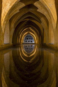 Espagne, Andalousie, Séville, Alcazar de Séville (Reales Alcazares de Sevilla), classé Patrimoine Mondial de l'UNESCO, les bains de Dona Maria de Padilla