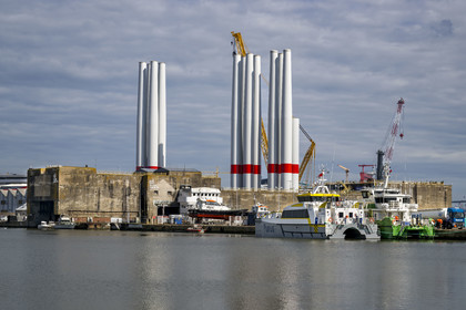 France, Loire-Atlantique, Saint-Nazaire, the fortified lock of the former German submarine base built during the last world war in the harbour basin