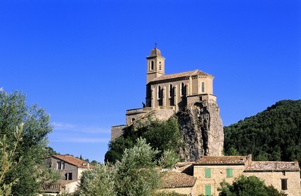 France, Drome, Drome Provencale, Pierrelongue, percherd church in Les Baronnies
