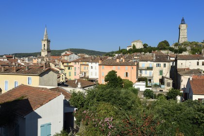 France, Var, Draguignan, the Clock Tower and St. Michael's Church in Old Town
