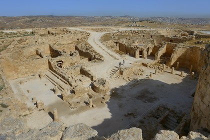 Israel, West Bank, Herodium or Herodion is a volcano-like hill with a truncated cone with a a fortress and palace build by Herod the Great (Herodion National Park), Inside the crater