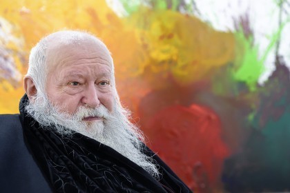 France, Paris, Galerie RX, Hermann Nitsch, Hermann Nitsch, contemporary Austrian artist, co-founder of the Wiener Aktionismus movement (Viennese Actionism)