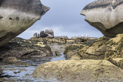 France, Finistère, Penmarch, Étocs archipelago, rocks at low tide