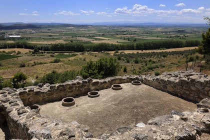 France, Herault, Nissan-lez-Enserune, the Oppidum d'Enserune is an ancient hill-town between the sixth century BC and first century AD, earthenware jars that have been used for storing food in a house
