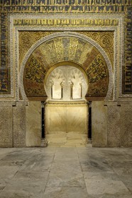 Spain, Andalusia, Cordoba, historical center listed as World Heritage by UNESCO, Mezquita, the Mosque cathedral, the mihrab of the mosque decorated with Byzantine mosaics of the 10th century
