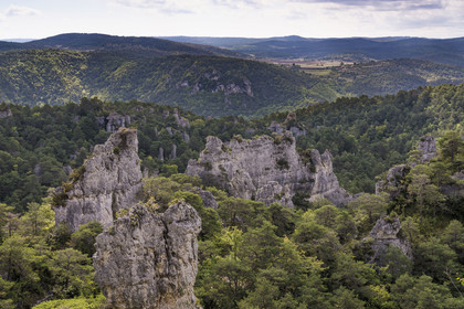 France, Aveyron, Causses and the Cevennes, cultural landscape of Mediterranean agro-pastoralism, listed as World heritage by UNESCO, Causse Noir, La Roque Sainte Marguerite, chaos of Montpellier-le-Vieux, the Cité de Pierres (City of Stones)