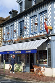 France, Calvados, Pays d'Auge, Beaumont en Auge, half-timbered house in the main street of the village