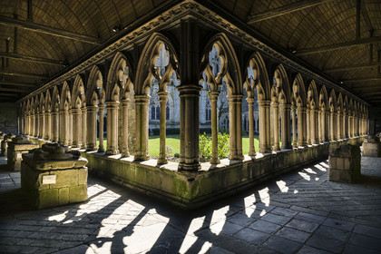 France, Côtes-d'Armor, Tréguier, Saint Tugdual Cathedral, the Flamboyant Gothic style cloister from 1461