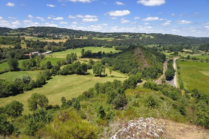 France, Puy de Dome, on the basalt mound of Saint Pierre Le Chastel overlooking the Sioule valley and a second basalt flow