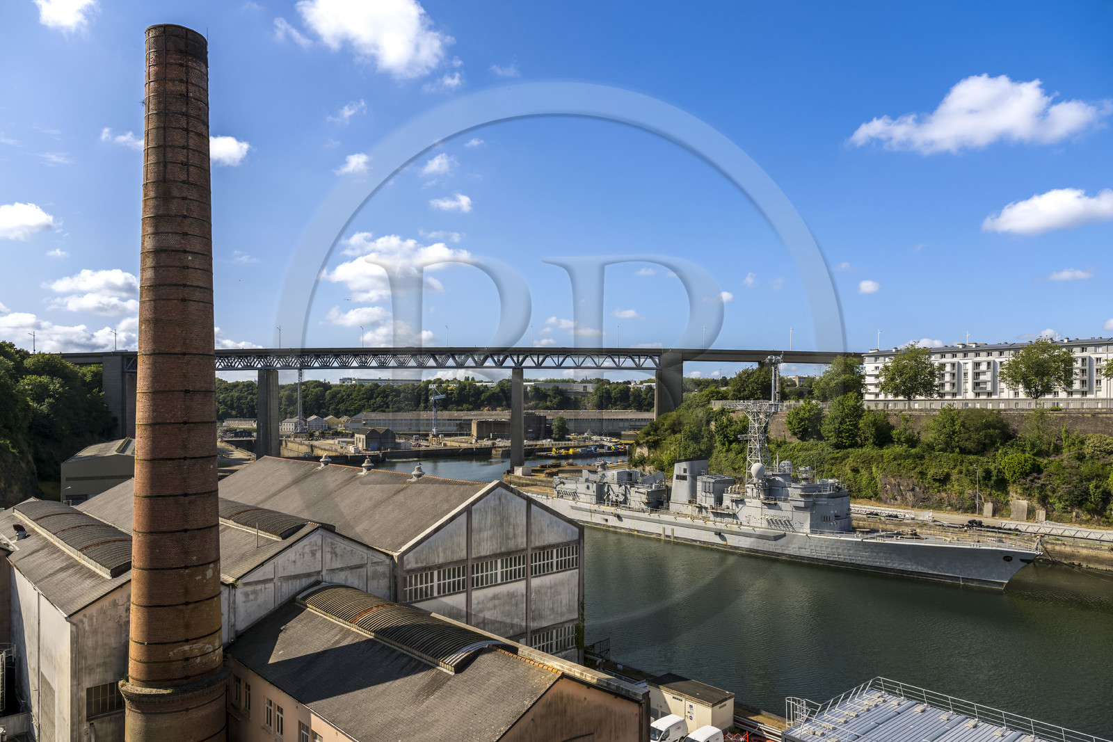 France, Finistère, Brest, the arsenal, the military port is a naval base of the French Navy, reformed warship in a loop of the Penfeld River