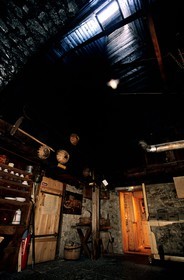 France, Doubs, La Combe des Cives, maison Michaud ecomuseum (farm from the 17th century), chimney