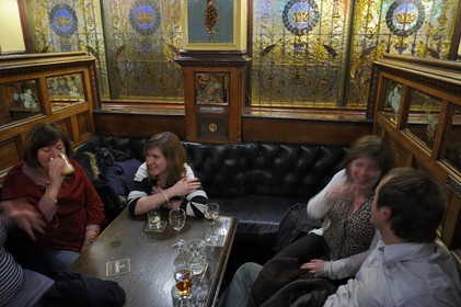 United Kingdom, Northern Ireland, Belfast, The Crown Liquor Saloon was founded in 1826 and is the unique pub to be part of the National Trust