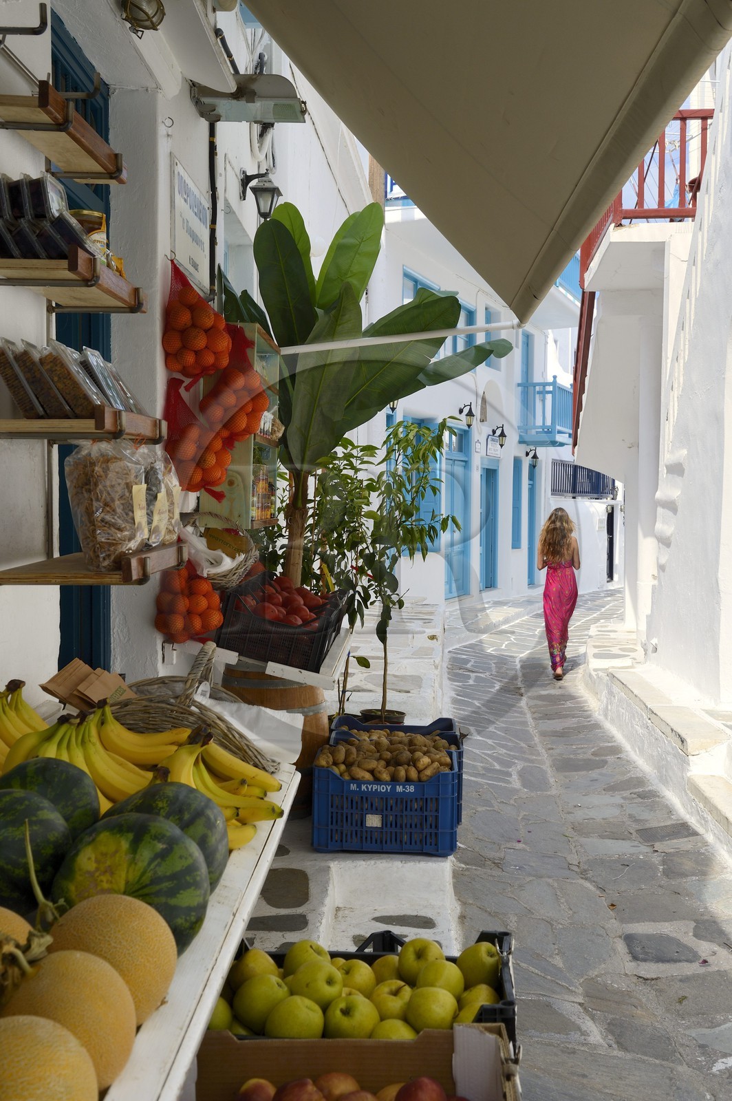 Grèce, Les Cyclades, mer Égée, île de Mykonos, Chora (Mykonos town), dans les ruelles de la vieille ville